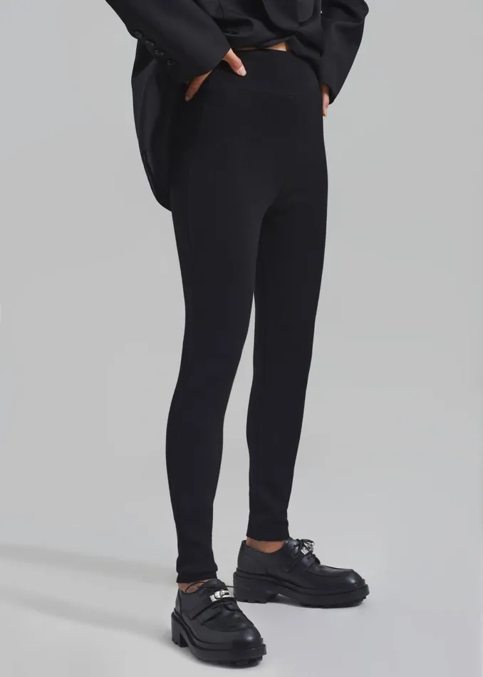 Women The Frankie Shop Bottoms Cara Knit Leggings Black