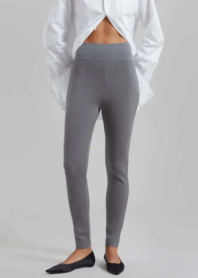 Women The Frankie Shop Bottoms Cara Knit Leggings Grey