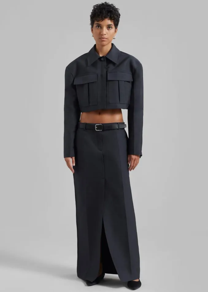 Women The Frankie Shop Bottoms Carley Long Skirt Charcoal