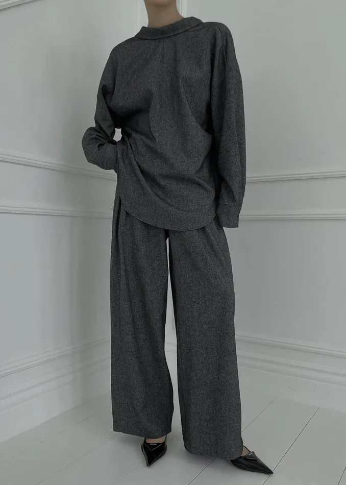 Women The Frankie Shop Bottoms Casey Pleated Trousers Charcoal