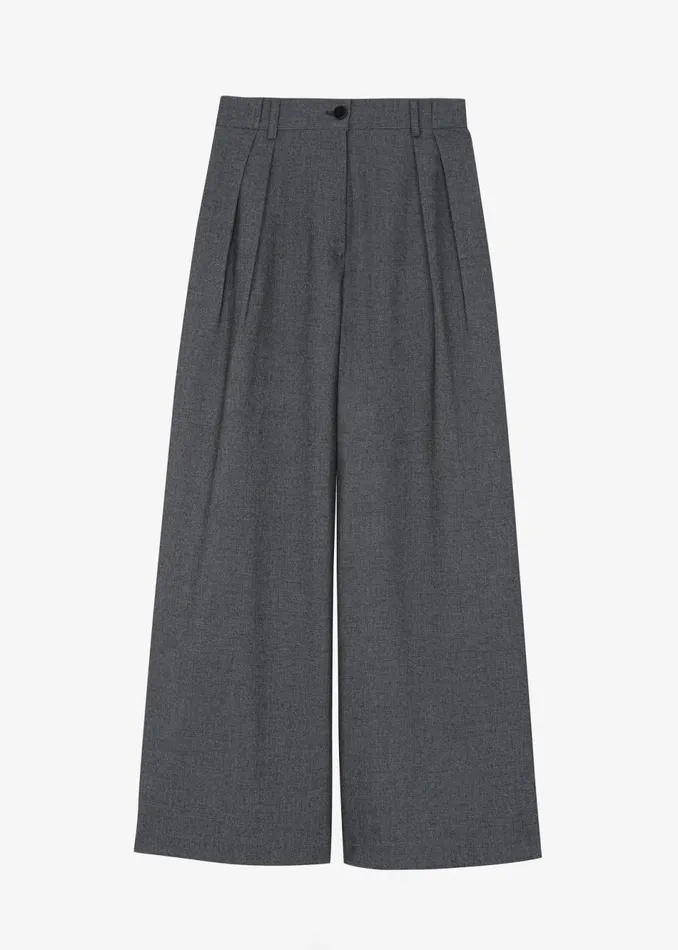 Women The Frankie Shop Bottoms Casey Pleated Trousers Charcoal