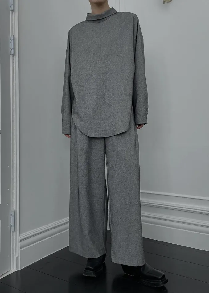 Women The Frankie Shop Bottoms Casey Pleated Trousers Grey