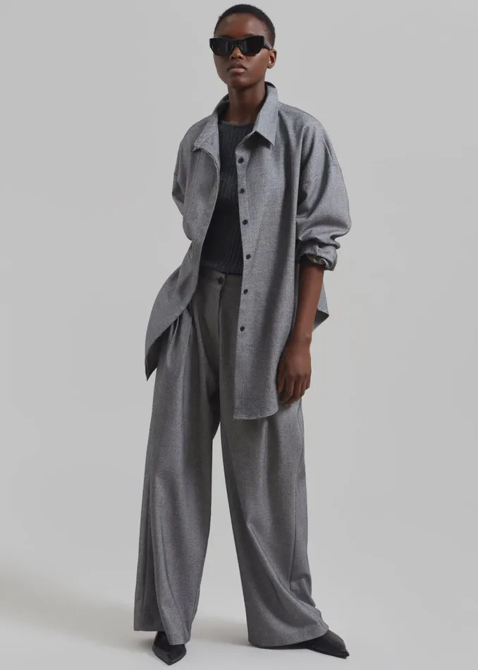 Women The Frankie Shop Bottoms Casey Pleated Trousers Grey
