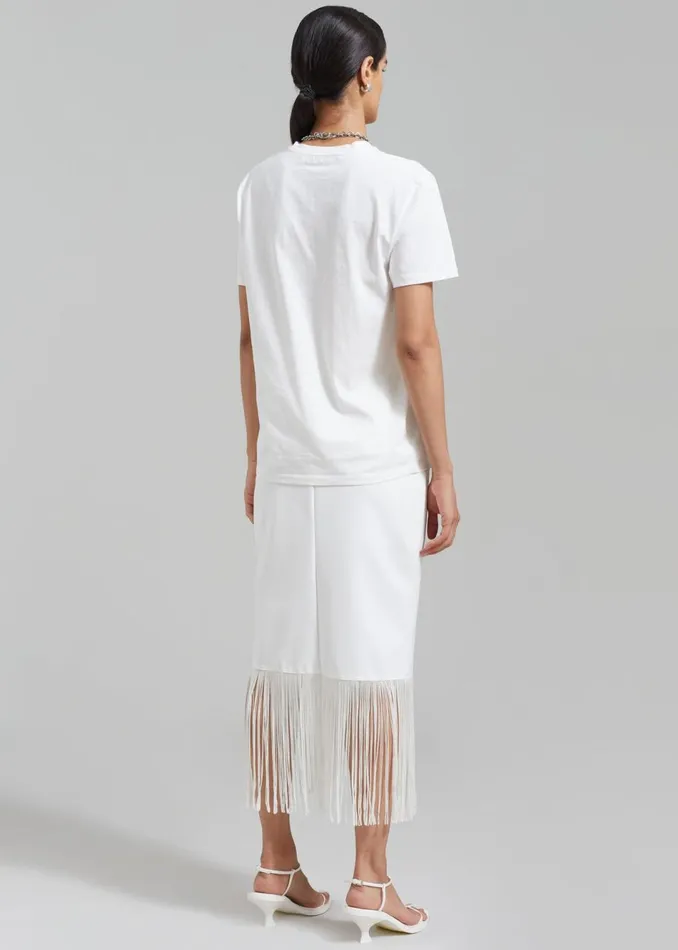 Women The Frankie Shop Bottoms Cassidy Fringe Midi Skirt White