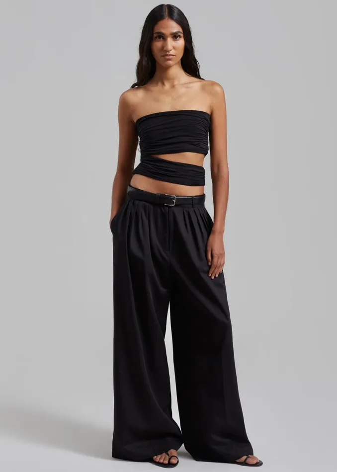 Women The Frankie Shop Bottoms Catalina Pleated Trousers Black