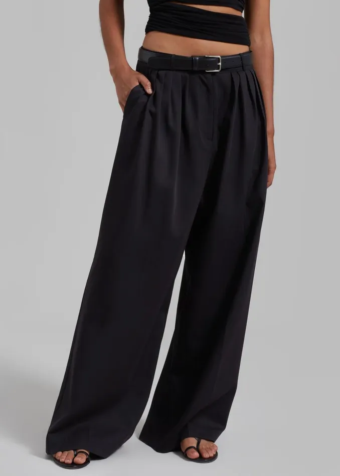 Women The Frankie Shop Bottoms Catalina Pleated Trousers Black