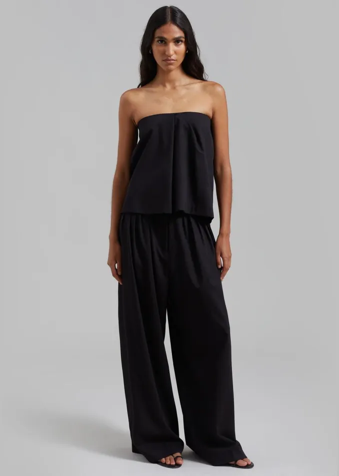Women The Frankie Shop Bottoms Catalina Pleated Trousers Black