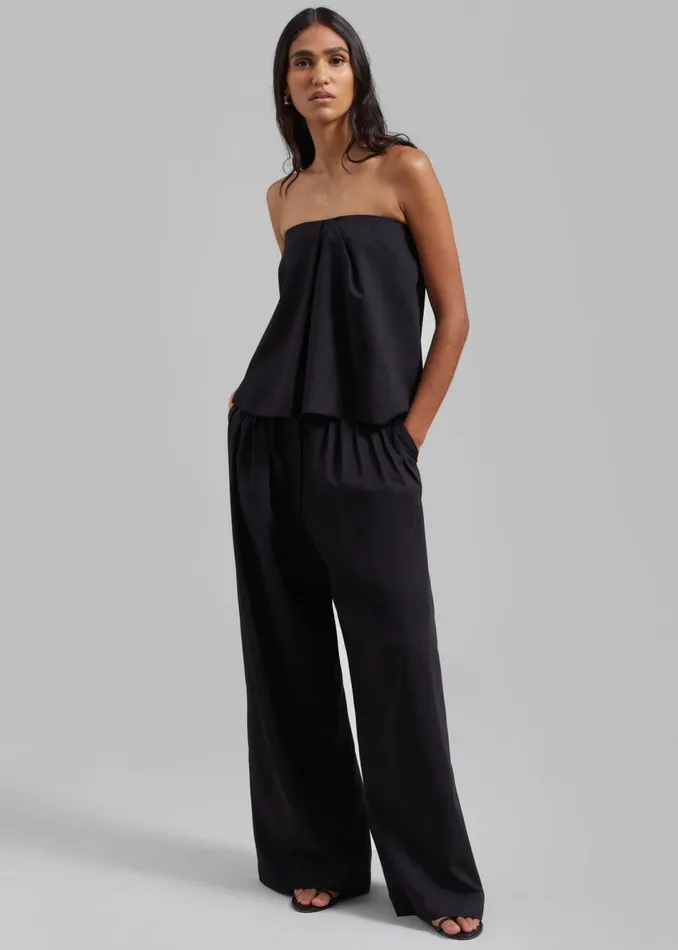 Women The Frankie Shop Bottoms Catalina Pleated Trousers Black