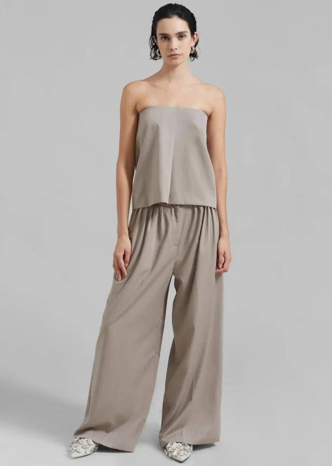 Women The Frankie Shop Bottoms Catalina Pleated Trousers Grey