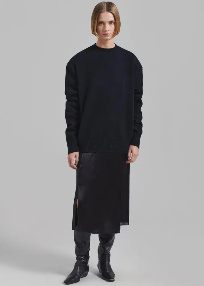 Women The Frankie Shop Bottoms Celeste Midi Satin Skirt Black