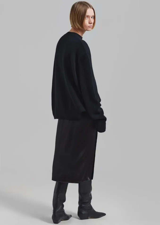 Women The Frankie Shop Bottoms Celeste Midi Satin Skirt Black