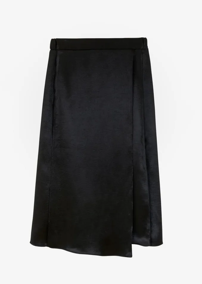 Women The Frankie Shop Bottoms Celeste Midi Satin Skirt Black