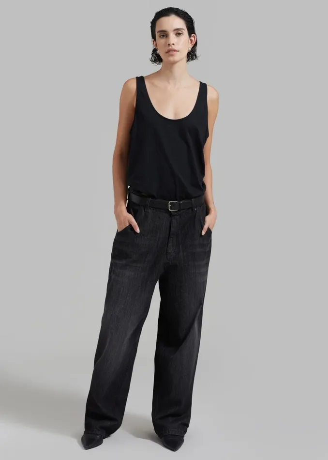 Women The Frankie Shop Bottoms Charleston Oversized Jeans Grey