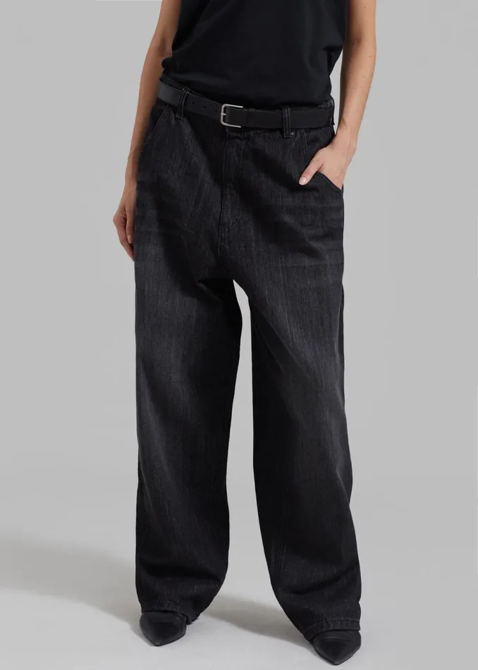 Women The Frankie Shop Bottoms Charleston Oversized Jeans Grey