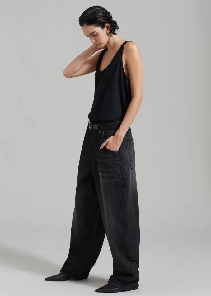 Women The Frankie Shop Bottoms Charleston Oversized Jeans Grey