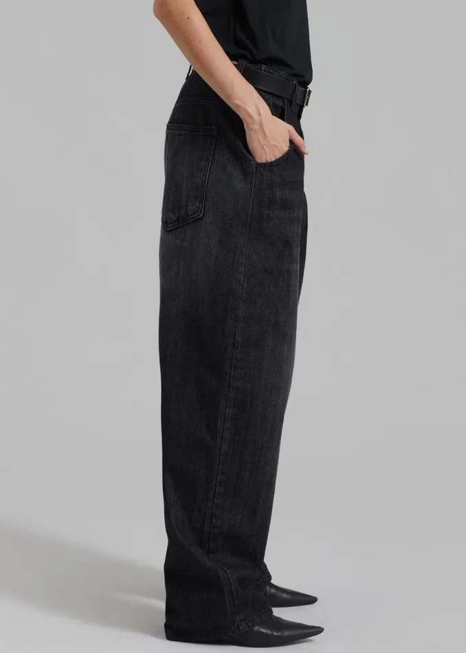 Women The Frankie Shop Bottoms Charleston Oversized Jeans Grey
