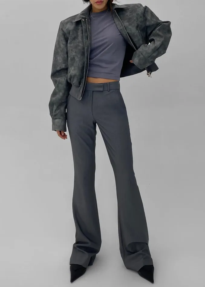 Women The Frankie Shop Bottoms Charley Bootcut Pants Charcoal