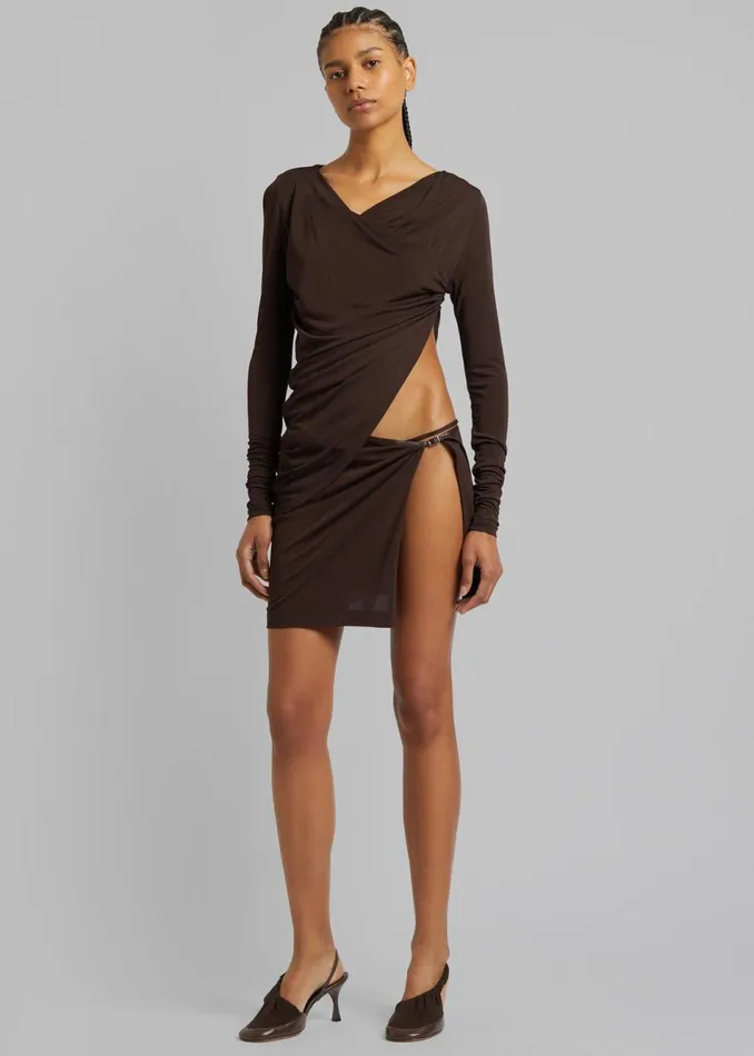 Women The Frankie Shop Bottoms Christopher Esber Framed Buckle Micro Skirt Cacao