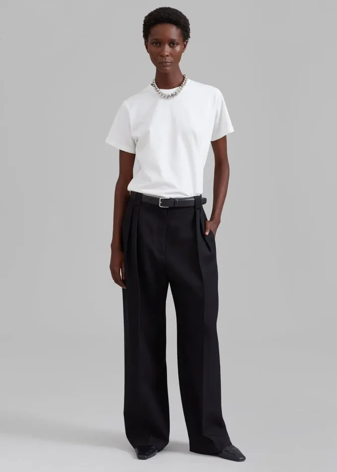 Women The Frankie Shop Bottoms Cian Pintuck Trousers Black