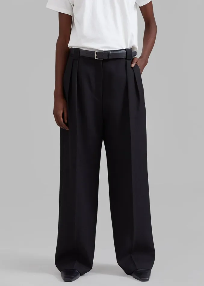 Women The Frankie Shop Bottoms Cian Pintuck Trousers Black