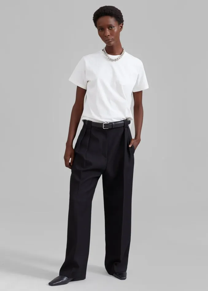 Women The Frankie Shop Bottoms Cian Pintuck Trousers Black