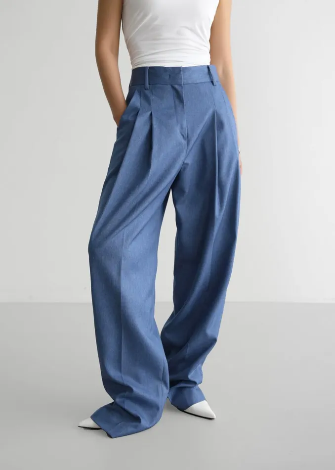 Women The Frankie Shop Bottoms Cooper Pintuck Trousers Blue