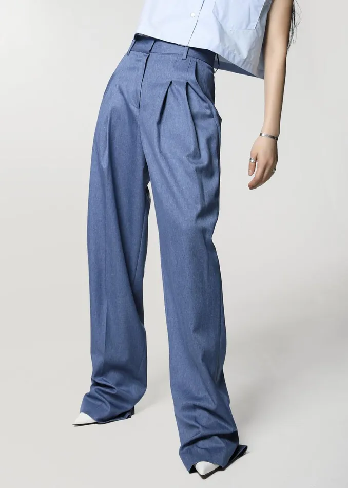 Women The Frankie Shop Bottoms Cooper Pintuck Trousers Blue