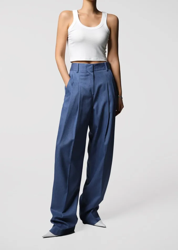 Women The Frankie Shop Bottoms Cooper Pintuck Trousers Blue