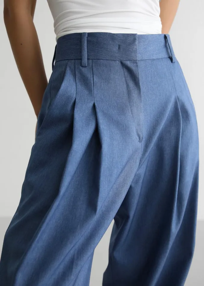 Women The Frankie Shop Bottoms Cooper Pintuck Trousers Blue