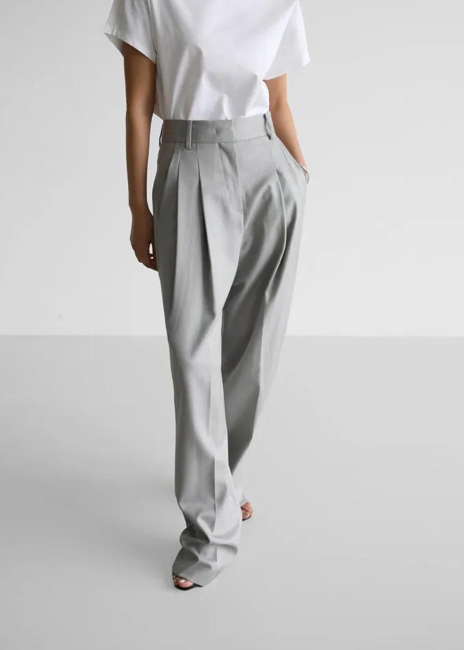 Women The Frankie Shop Bottoms Cooper Pintuck Trousers Grey