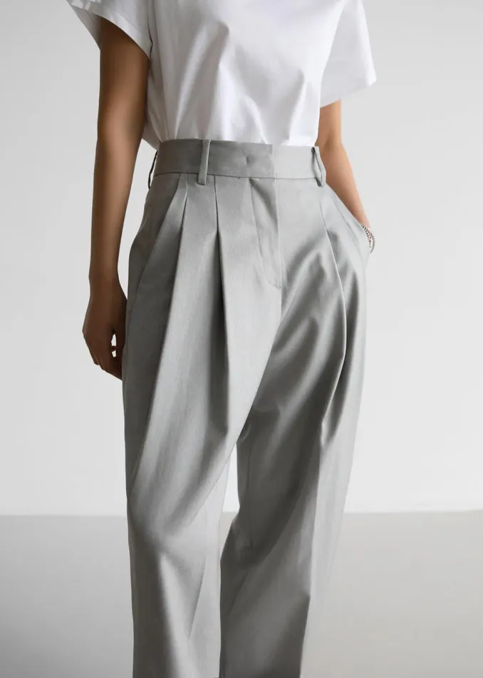 Women The Frankie Shop Bottoms Cooper Pintuck Trousers Grey