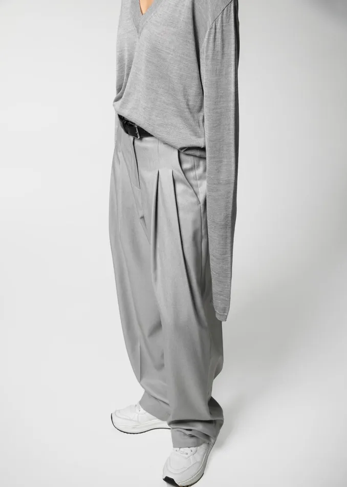 Women The Frankie Shop Bottoms Cooper Pintuck Trousers Grey