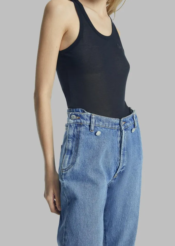 Women The Frankie Shop Bottoms Coperni Open Hip Trousers Washed Blue
