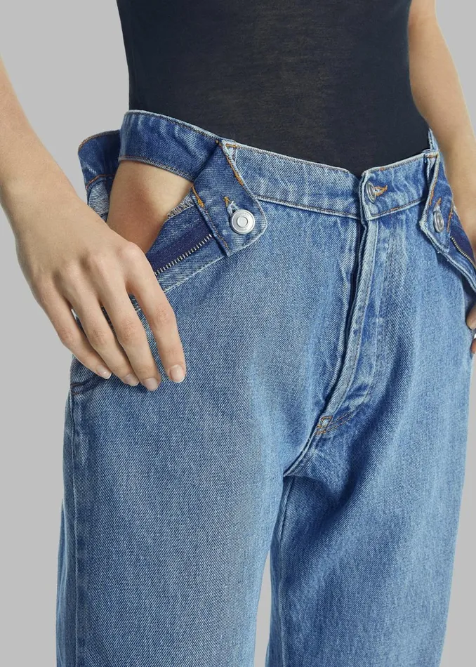 Women The Frankie Shop Bottoms Coperni Open Hip Trousers Washed Blue
