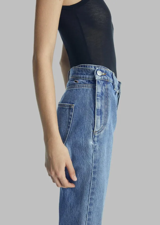Women The Frankie Shop Bottoms Coperni Open Hip Trousers Washed Blue