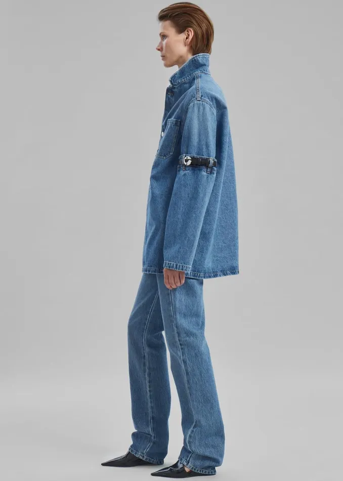 Women The Frankie Shop Bottoms Coperni Open Hip Trousers Washed Blue