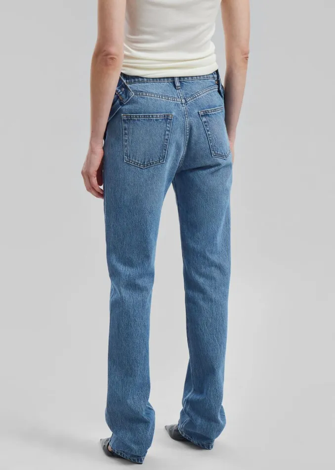 Women The Frankie Shop Bottoms Coperni Open Hip Trousers Washed Blue