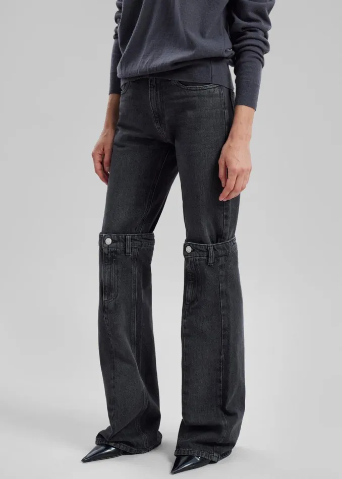 Women The Frankie Shop Bottoms Coperni Open Knee Jeans Washed Black