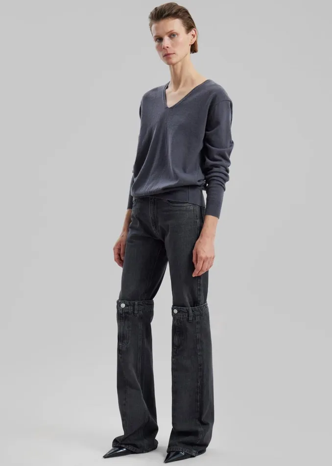 Women The Frankie Shop Bottoms Coperni Open Knee Jeans Washed Black