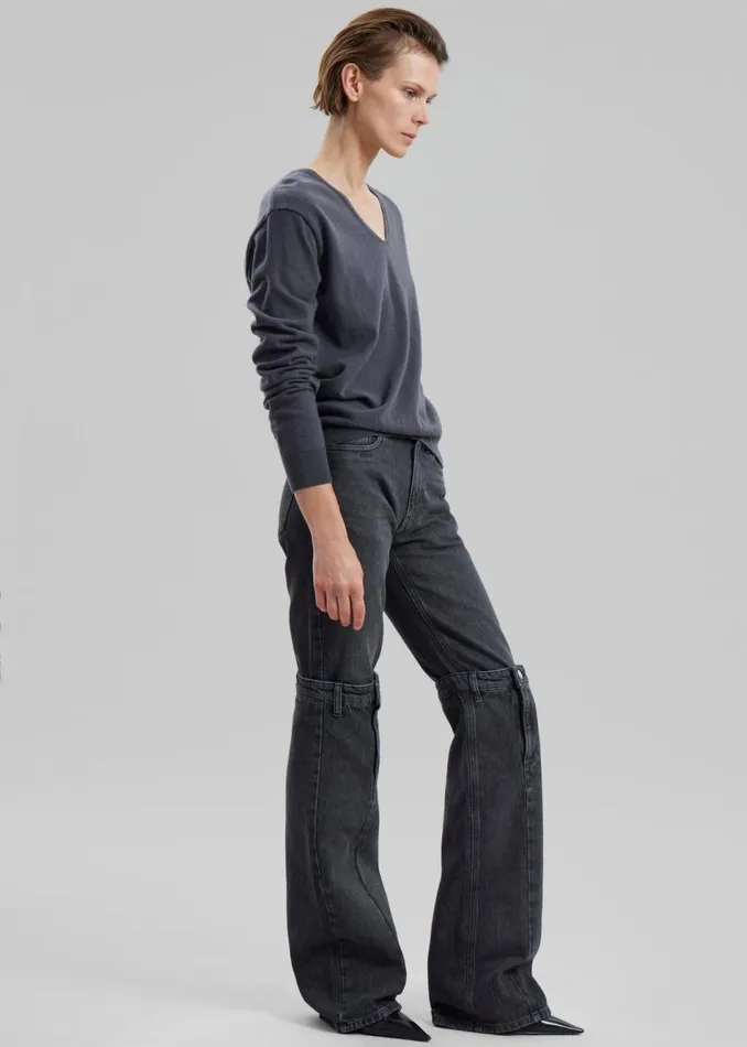 Women The Frankie Shop Bottoms Coperni Open Knee Jeans Washed Black