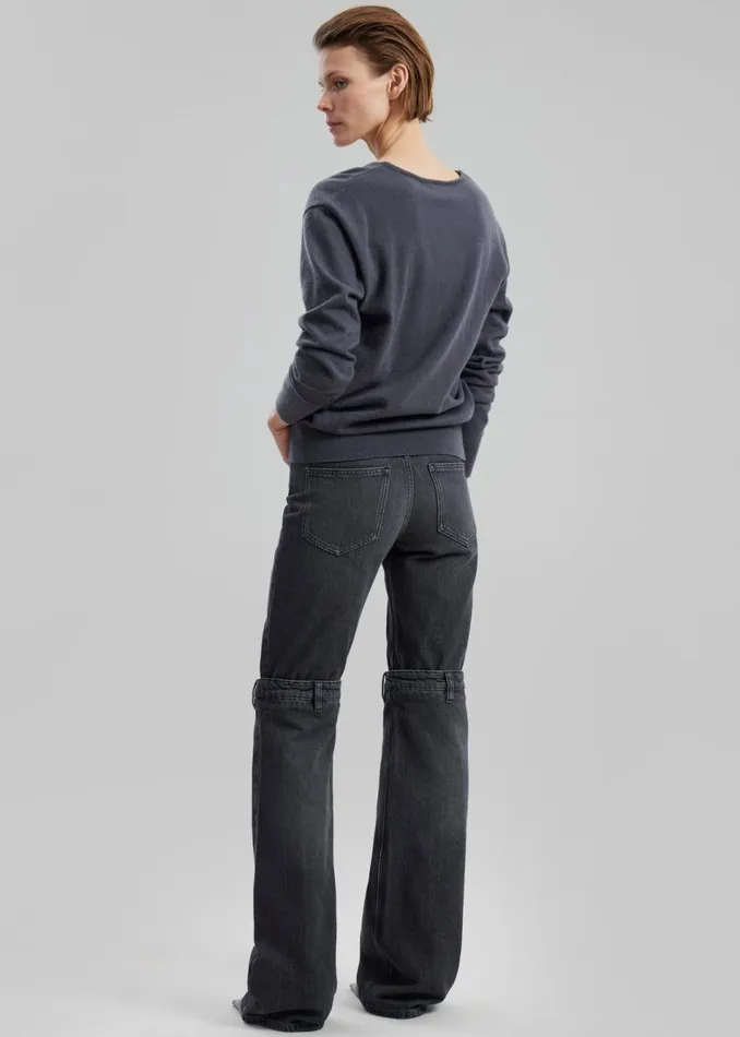 Women The Frankie Shop Bottoms Coperni Open Knee Jeans Washed Black