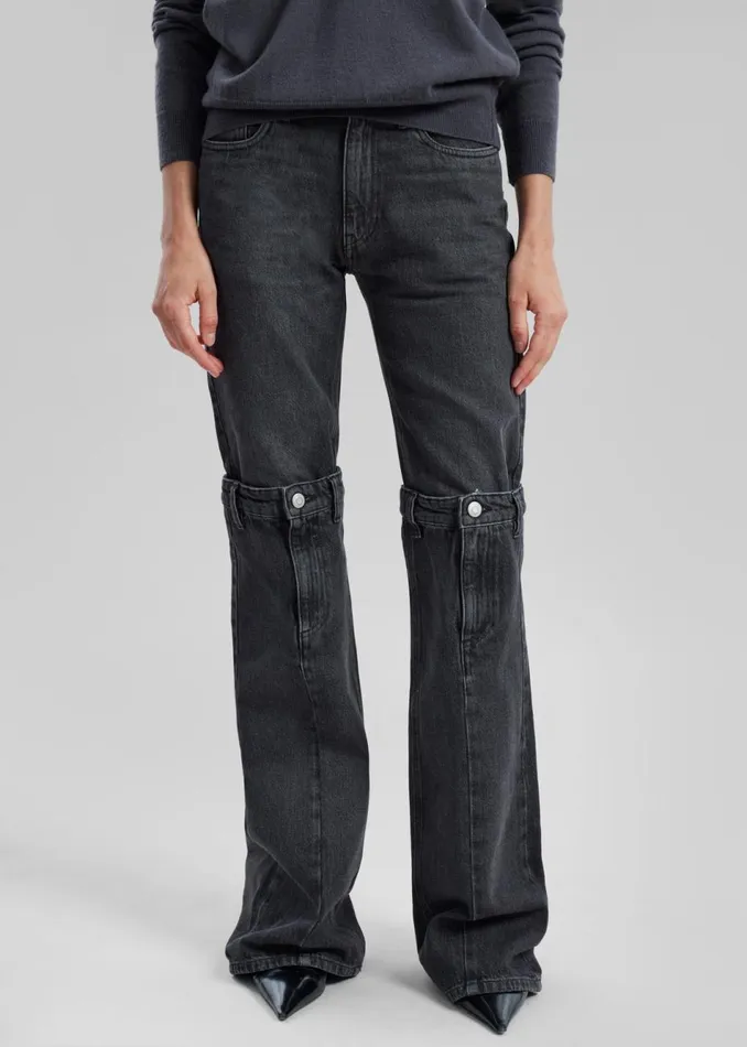 Women The Frankie Shop Bottoms Coperni Open Knee Jeans Washed Black