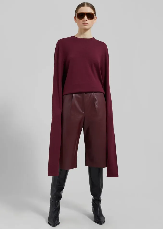 Women The Frankie Shop Bottoms Coralie Faux Leather Bermuda Shorts Burgundy