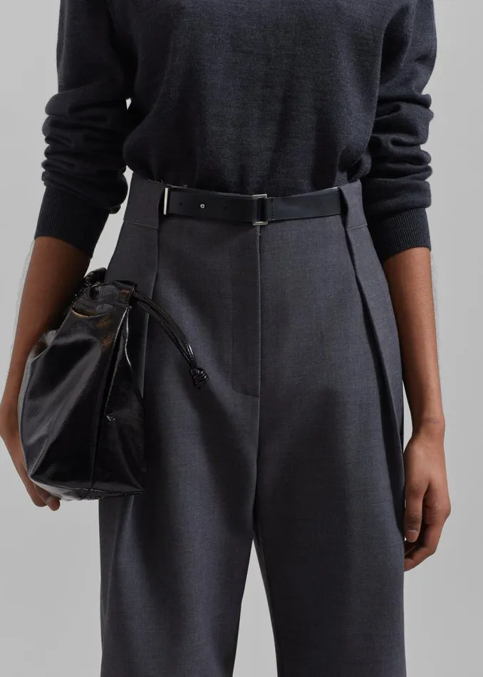 Women The Frankie Shop Bottoms Corinne Belted Pants Charcoal