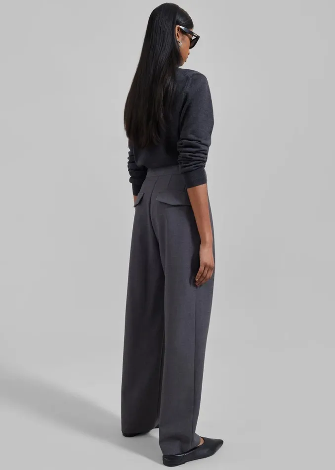 Women The Frankie Shop Bottoms Corinne Belted Pants Charcoal