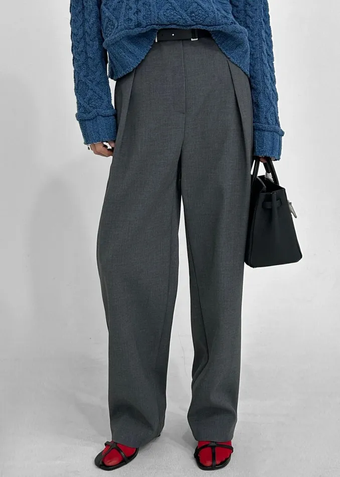 Women The Frankie Shop Bottoms Corinne Belted Pants Charcoal
