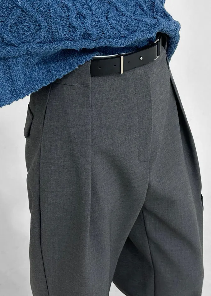 Women The Frankie Shop Bottoms Corinne Belted Pants Charcoal