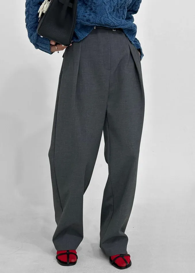 Women The Frankie Shop Bottoms Corinne Belted Pants Charcoal
