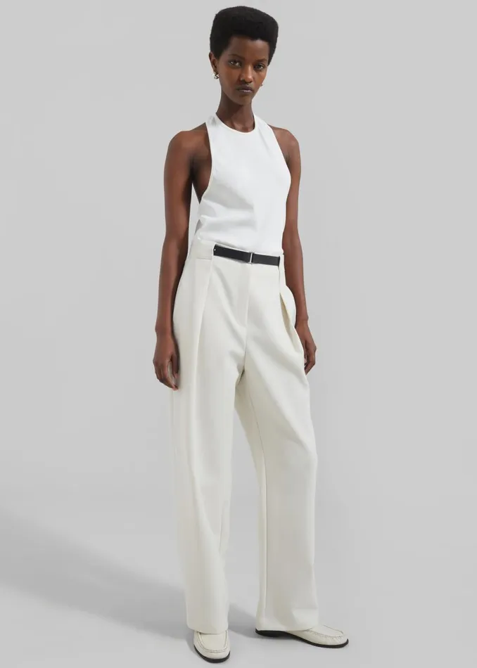 Women The Frankie Shop Bottoms Corinne Belted Pants Cream