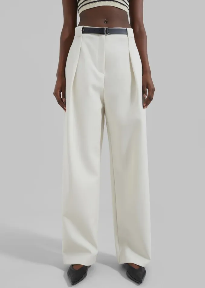 Women The Frankie Shop Bottoms Corinne Belted Pants Cream